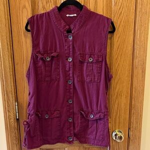 Maurices Plum Button-Front Utility Vest
